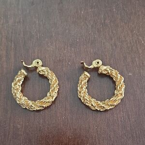 Gold Braided Hoop Clipon Earrings
